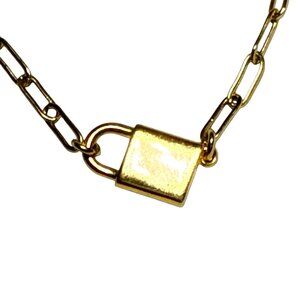 J. Crew Gold Tone Chain Necklace with Padlock Pendant Women's Fashion Jewelry